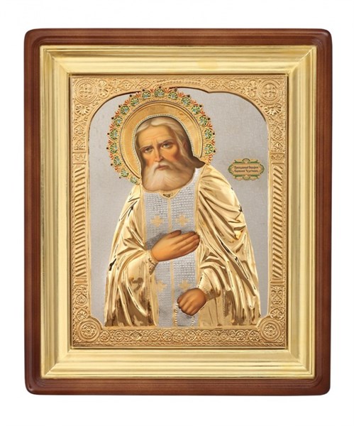 Икона живописная в киоте 60х70 эмаль Серафим Саровский 237234