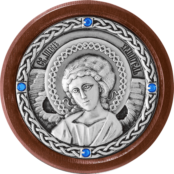 Икона Святой Ангел Хранитель серебряная на дереве 253532 - фото 16066
