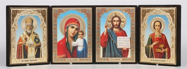 Складень в футляре 15х21 бархатный конгрев 4 иконы 236330 - фото 16263