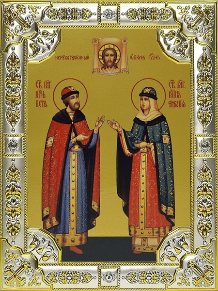 Икона освященная Петр и Феврония благоверные 18х24 см 240051 - фото 17712