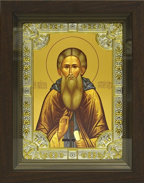 Икона освященная "Сергий (Сергей) Радонежский преподобный", в киоте 24х30 см 239940 - фото 17958