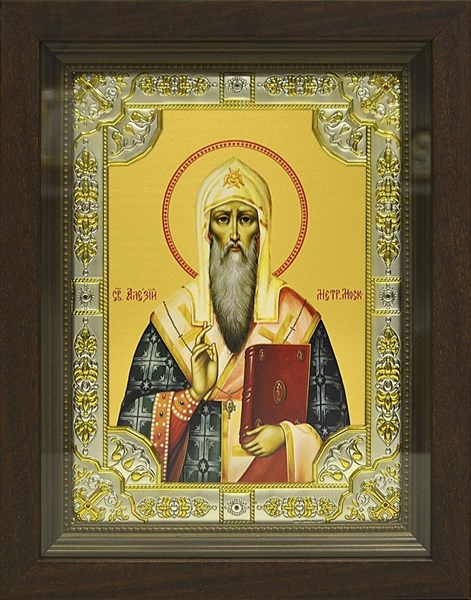 Икона Алексий (Алексей) митрополит Московский освященная в киоте 24х30см 239498 - фото 19529
