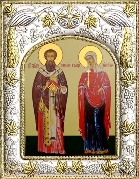 Икона освященная Киприан и Устина (Иустина) мученики 14х18 см 239559 - фото 19673