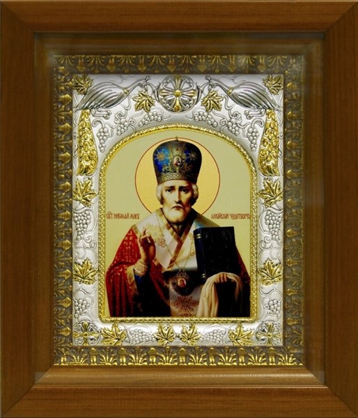 Икона освященная Николай Чудотворец в киоте 20х24см 239824 - фото 19996