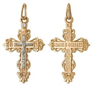 Крестик из золота с бриллиантом 240706