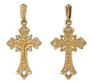 Крестик из золота с фианитами 240869