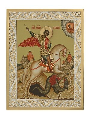 Икона Георгий Победоносец ювелирная серебряная 241531