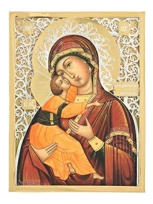 Икона Владимирская Божья Матерь ювелирная серебряная 241539