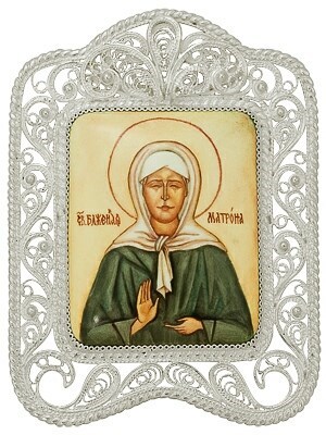 Икона Матроны Московской серебряная ювелирная 241555