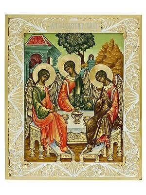 Икона Святая Троица ювелирная серебряная 241560