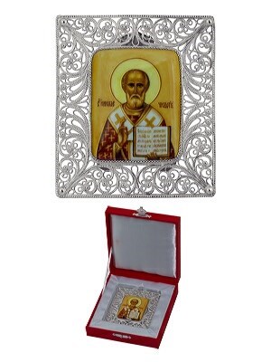 Икона Николай Чудотворец ювелирная серебряная 241569