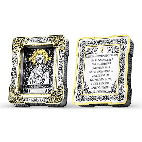 Икона Семистрельная Божья Матерь ювелирная серебряная 241646