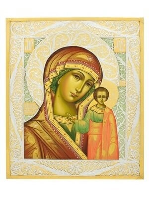 Икона Казанской Божией Матери серебряная ювелирная 241658