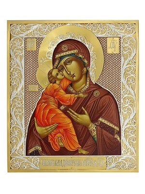 Икона Владимирская Божья Матерь ювелирная серебряная 241671