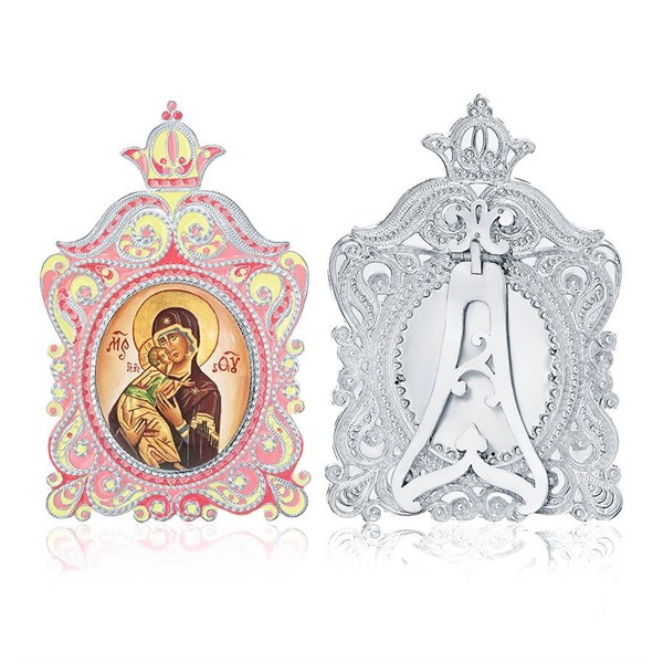 Икона Владимирская Божья Матерь ювелирная серебряная 241679