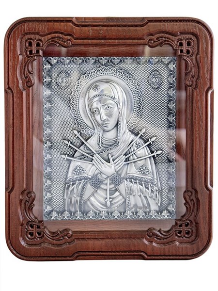 Икона Семистрельная Божья Матерь ювелирная серебряная 241684