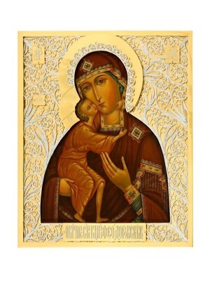 Икона Феодоровская Божия Матерь серебряная ювелирная 241686