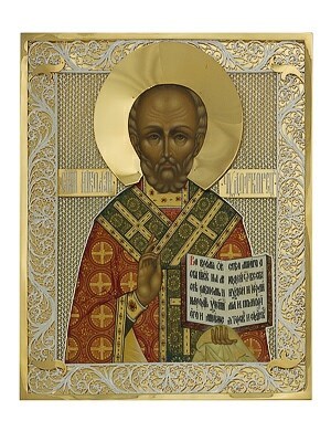 Икона Николай Чудотворец ювелирная серебряная 241692