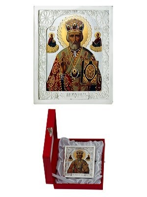 Икона Николай Чудотворец ювелирная серебряная 241698