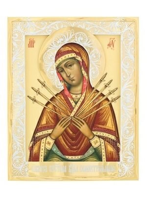 Икона Семистрельная Божья Матерь ювелирная серебряная 241702