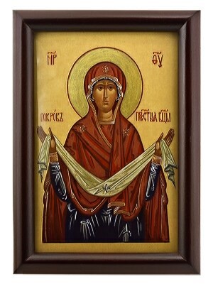 Икона Покров Пресвятой Богородицы серебряная ювелирная 241713