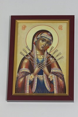 Икона Семистрельная Божья Матерь ювелирная серебряная 241716