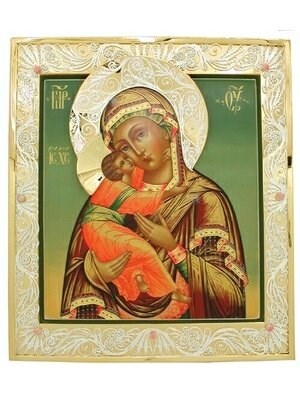 Икона Владимирская Божья Матерь ювелирная серебряная 241719