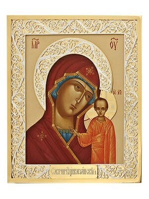 Икона Казанской Божией Матери серебряная ювелирная 241731