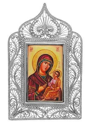 Икона лика Божьей Матери Скоропослушница серебряная 241736 - фото 21191