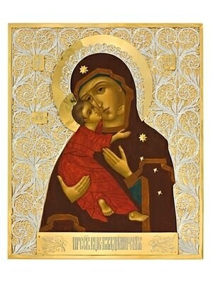 Икона Владимирская Божья Матерь ювелирная серебряная 241742