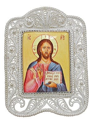 Икона Господь Вседержитель Пантократор серебряная ювелирная 241749