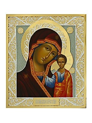 Икона Казанской Божией Матери серебряная ювелирная 241757