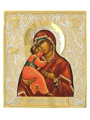 Икона Владимирская Божья Матерь ювелирная серебряная 241758