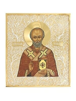 Икона Николай Чудотворец ювелирная серебряная 241762