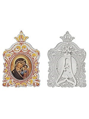 Икона Казанской Божией Матери серебряная ювелирная 241767