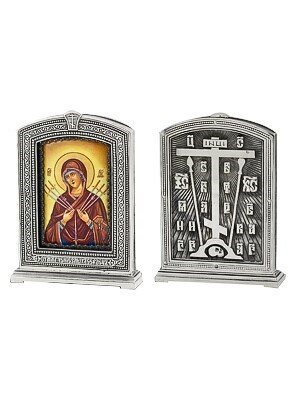 Икона Семистрельная Божья Матерь ювелирная серебряная 241780