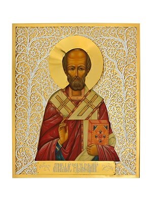 Икона Николай Чудотворец ювелирная серебряная 241791