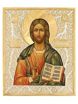Икона Господь Вседержитель серебряная ювелирная 241800