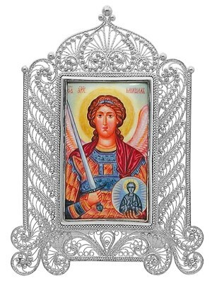 Икона Архангела Михаила серебрянная ювелирная 241802