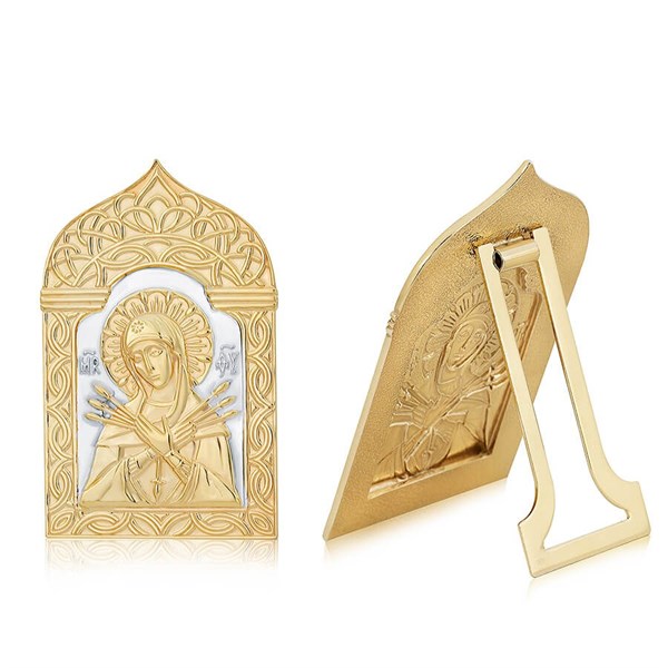 Икона Семистрельная Божья Матерь ювелирная серебряная 241811