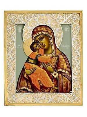 Икона Владимирская Божья Матерь ювелирная серебряная 241818