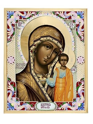 Икона Казанской Божией Матери серебряная ювелирная 241837