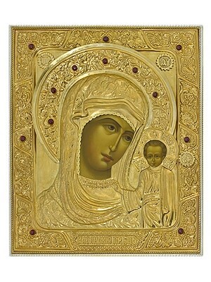 Икона Казанской Божией Матери серебряная ювелирная 241840