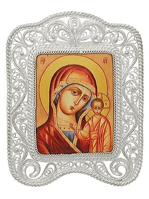Икона Казанская Божия Матерь ювелирная серебряная 241865