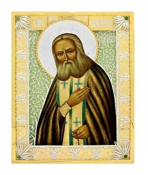 Икона Серафима Саровского серебряная ювелирная 241874