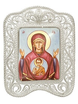 Икона Знамение Божья Матерь серебряная 241878 - фото 21333