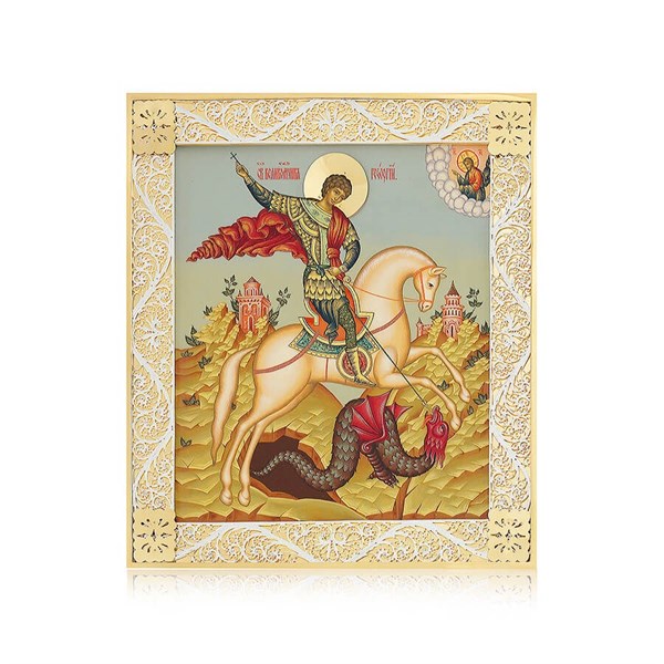 Икона Георгий Победоносец серебряная ювелирная 241892