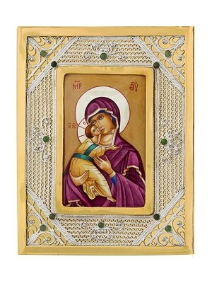 Икона Владимирская Божья Матерь ювелирная серебряная 241896