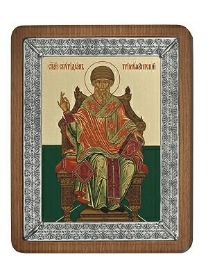 Икона Спиридон Тримифунтский серебряная ювелирная 241909