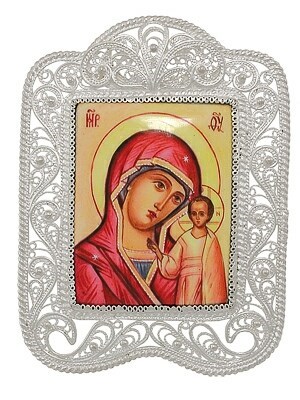 Икона Казанская Божия Матерь ювелирная серебряная 241911